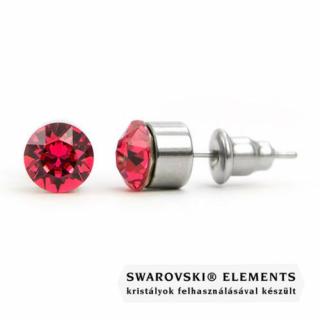 Jazzy rózsaszín Swarovski® kristályos fülbevaló - Kerek foglalatos Indián Pink