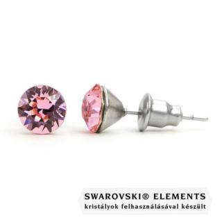 Jazzy rózsaszín Swarovski® kristályos fülbevaló - Kerek Light Rose
