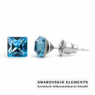 Jazzy világos kék Swarovski® kristályos fülbevaló - Négyzet Aquamarine