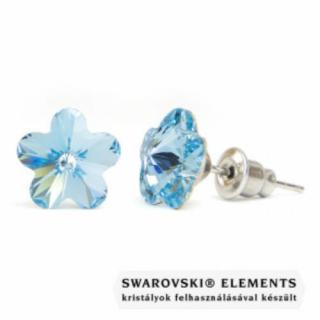 Jazzy világos kék Swarovski® kristályos fülbevaló - Virág Aquamarine