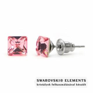 Jazzy világos rózsaszín Swarovski® kristályos fülbevaló - Négyzet Light Rose