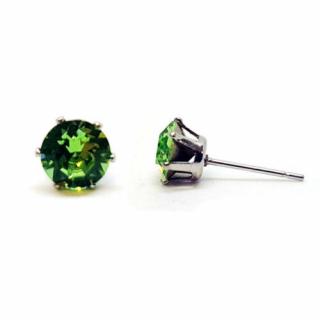 Jazzy világos zöld Swarovski® kristályos fülbevaló - Kerek Karmos Peridot