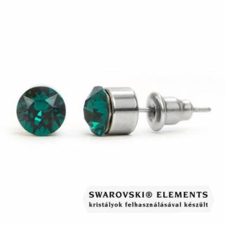 Jazzy zöld Swarovski® kristályos fülbevaló - Kerek foglalatos Emerald