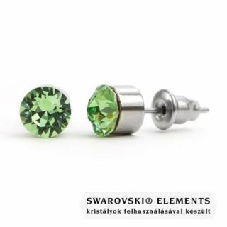 Jazzy zöld SWAROVSKI® kristályos fülbevaló - Kerek foglalatos Peridot