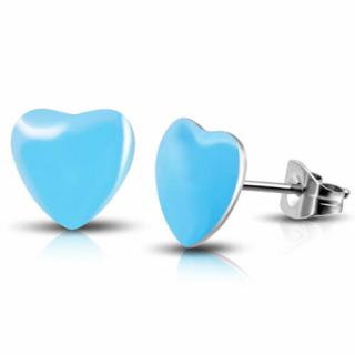 Kék színű, szív alakú nemesacél fülbevaló ékszer