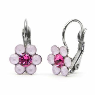 Kis virágos Swarovski® kristályos nemesacél fülbevaló - rózsaszín