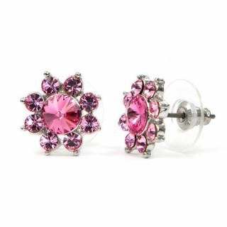 Minco Swarovski kristályos fülbevaló -Pink Rózsa