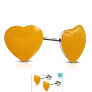 Narancssárga színű, szív alakú nemesacél fülbevaló