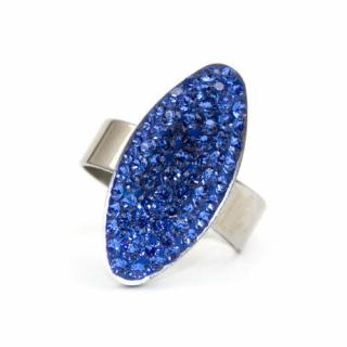 Ovális Swarovski® kristályos nemesacél gyűrű - Sapphire
