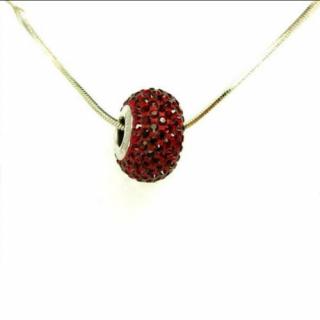 Piros Swarovski® kristályos nyaklánc - Pavé Beads 14 mm, Siam +Díszdoboz