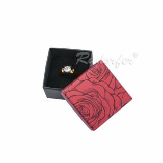 Piros színű ékszertartó doboz, rózsa mintával (gyűrű, fülbevaló)