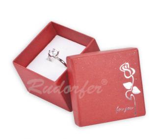 Piros színű elegáns díszdoboz, rózsa mintával (gyűrű, fülbevaló, szett, nyaklánc)