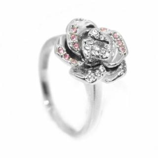 Rózsás Swarovski kristályos gyűrű, ezüst színű-6