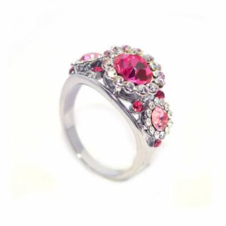 Rózsaszín -Pink Swarovski kristályos gyűrű-6