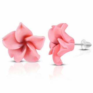 Rózsaszín pluméria virág fülbevaló