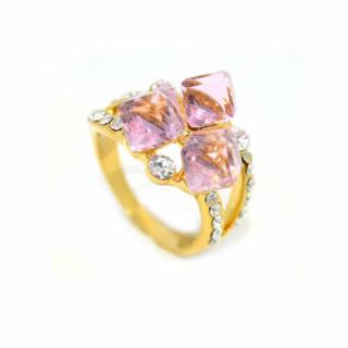 Rózsaszín Swarovski kristályos dizájner gyűrű-6