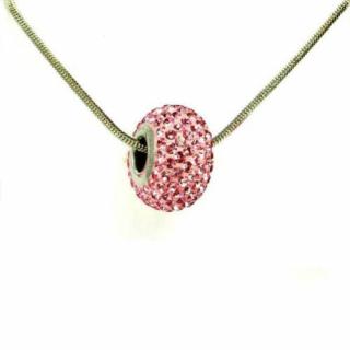 Rózsaszín Swarovski® kristályos nyaklánc - Pavé Beads 14 mm, Light Rose + Díszdoboz