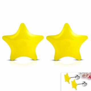 Sárga színű csillag alakú nemesacél fülbevaló ékszer