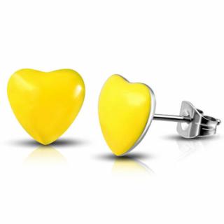 Sárga színű, szív alakú nemesacél fülbevaló ékszer