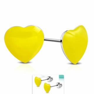 Sárga színű, szív alakú nemesacél fülbevaló