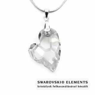 Swarovski® crystal kristályos nemesacél nyaklánc - 27 mm - Ferde szív - Crystal