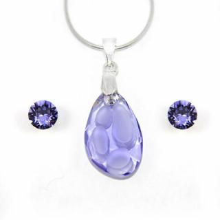 Swarovski® kristályos ékszerszett - Buborék 18 mm, Tanzanite + díszdoboz