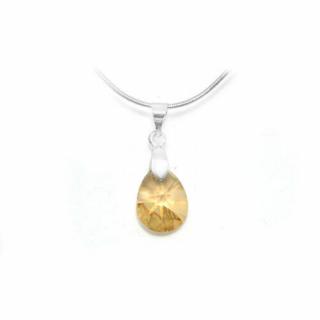 Swarovski® kristályos ezüst ékszer szett - 12 mm - Pear - Golden Shadow - 925 ezüst ékszer