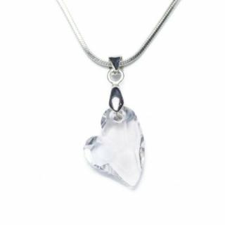 Swarovski® kristályos ezüst nyaklánc - 17 mm - Ferde szív - Crystal - 925 ezüst ékszer