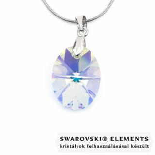 Swarovski® kristályos ezüst nyaklánc - 18 mm - Oval - Crystal AB
