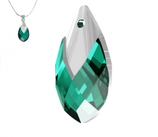 Swarovski® kristályos ezüst nyaklánc - 18 mm - Pear-Shaped  - Emerald