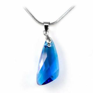 Swarovski® kristályos ezüst nyaklánc - 23 mm - Szárny - Capri Blue - 925 ezüst ékszer