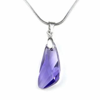 Swarovski® kristályos ezüst nyaklánc - 23 mm - Szárny - Tanzanite - 925 ezüst ékszer