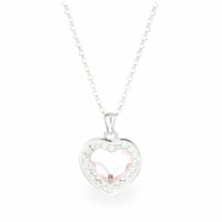 Swarovski® kristályos ezüst nyaklánc - Brilliance Heart Fehér/rose