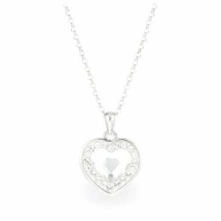 Swarovski® kristályos ezüst nyaklánc - Brilliance Heart Fehér