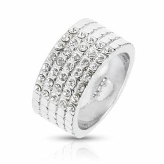Swarovski kristályos Ezüst színű széles gyűrű-8