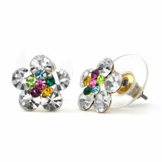 Swarovski kristályos fülbevaló szines virág