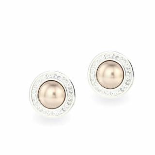 Swarovski ® kristályos gyöngy ezüst fülbevaló - Pearl Bronze