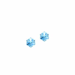 Swarovski ® kristályos nemesacél fülbevaló - Cubes Light Blue