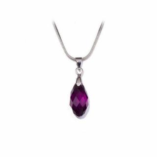 Swarovski® kristályos nemesacél nyaklánc - 17 mm - Briolett - Amethyst