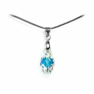 Swarovski® kristályos nemesacél nyaklánc - 17 mm - Briolett - Crystal AB