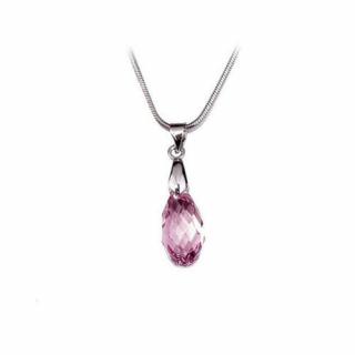 Swarovski® kristályos nemesacél nyaklánc - 17 mm - Briolett - Light Rose