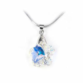 Swarovski® kristályos nemesacél nyaklánc - 18 mm - Virág - Crystal AB