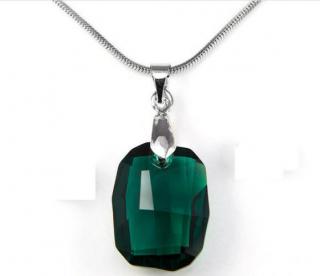 Swarovski® kristályos nemesacél nyaklánc - 19 mm - Graphic - Emerald