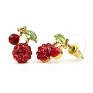 Swarovski kristályos piros cseresznye formájú fülbevaló