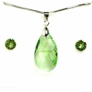 Swarovski® kristályos szett "Libra" - Mandula 22 mm, Peridot + díszdoboz