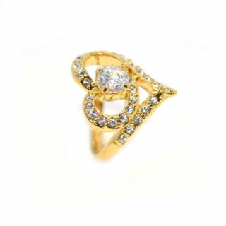 Szív alakú Swarovski kristályos gyűrű, arany színű-6