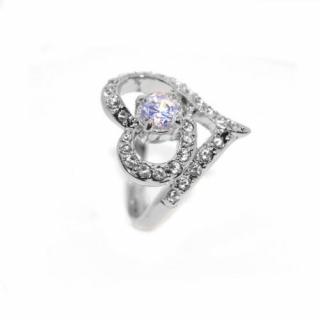 Szív alakú Swarovski kristályos gyűrű, ezüst színű-8