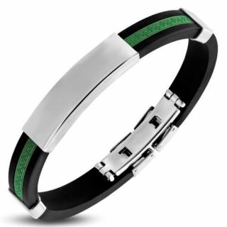 Zöld és fekete színű, gravírozható kaucsuk karkötő ékszer