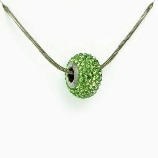 Zöld Swarovski® kristályos nyaklánc - Pavé Beads 14 mm, Peridot + Díszdoboz