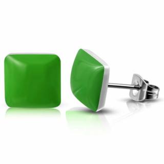 Zöld színű négyzet alakú nemesacél fülbevaló ékszer